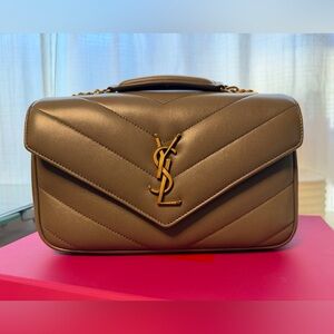 Saint Laurent LouLou Small in Matelassé Lambskin Dark Strong Moss Green